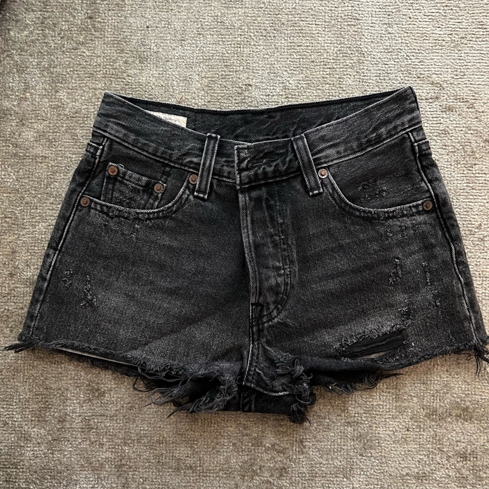 Levi's Black Frayed Jean Shorts